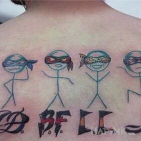 Tattoo Ninja warriors on the back motif: characters