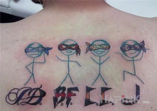 Tattoo Wojownicy ninja in characters motif on the back