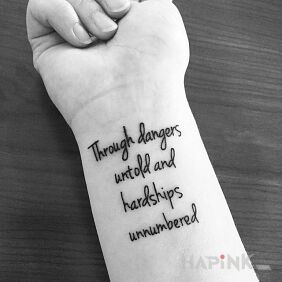 Tattoo Quote on the wrist motif: lettering style: calligraphy