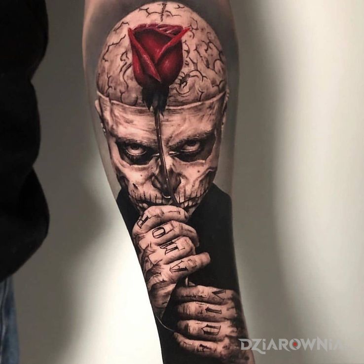 Tatuaż zombie boy w motywie 3D i stylu realistyczne na przedramieniu