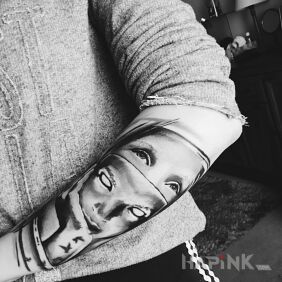 Tattoo Mask on the forearm motif: dark