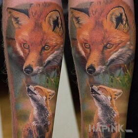 Tattoo Fox on the forearm motif: animals style: realistic