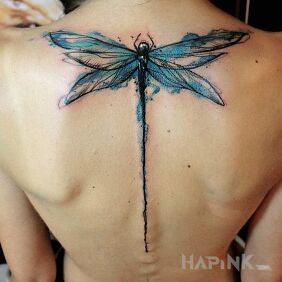 Tattoo Dragonfly on the back motif: animals