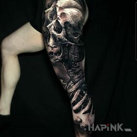 Tattoo Czaszunia on the leg motif: 3D style: realistic