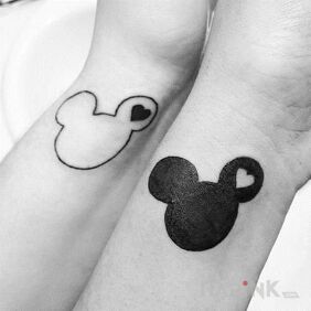 Tattoo Mickey mouse on the wrist motif: Love style: minimalistic