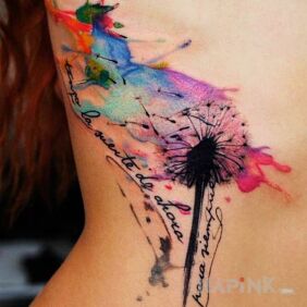 Tattoo Abstract inflatable on the back motif: flowers