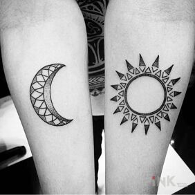 Tattoo Tribal patterns on the forearm motif: Love style: Polynesian