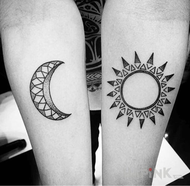 Tattoo Plemienne wzory in Love motif and Polynesian style on the forearm
