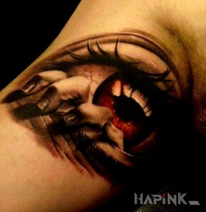 Tattoo Oko in 3D motif on the forearm