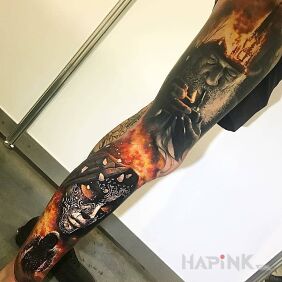 Tattoo A veritable oigien! on the leg motif: legsleeves style: realistic