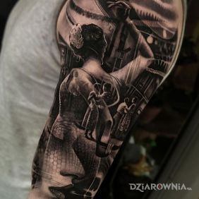 Tatuaż Tancerka na ramieniu motyw: twarze styl: realistyczne