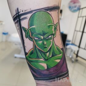 Tattoo Piccolo Dragon Ball on the forearm motif: characters style: cartoon / comic book