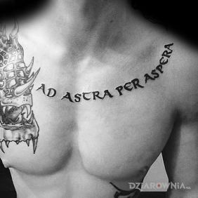 Tatuaż Ad astra per aspera na klatce motyw: napisy
