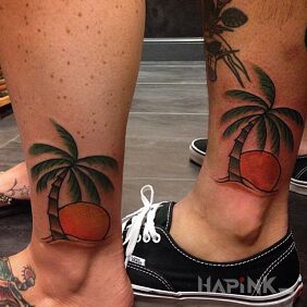 Tattoo Lovers of warm climates near the ankle motif: Love style: oldschool