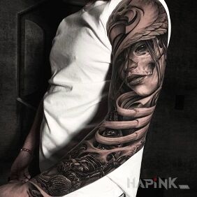 Tattoo Black scorpion on the forearm motif: zodiac signs style: realistic