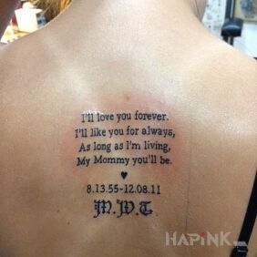 Tattoo Tattoo for mom on the back motif: lettering