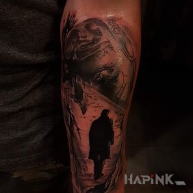 Tattoo First tattoo on the forearm motif: characters style: graphic / illustrative