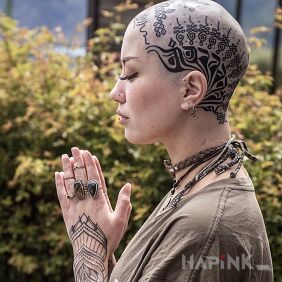 Tattoo Patterns on bald head on the head motif: ornaments style: graphic / illustrative