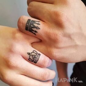Tattoo Royal tattoos on the fingers motif: black and gray style: dotwork