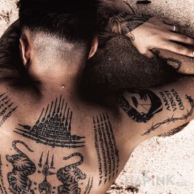 Tattoo Thai tattoos on the upper arm motif: animals style: graphic / illustrative