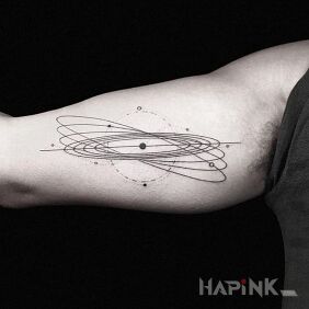 Tattoo Solar system on the upper arm motif: other style: contour / linework