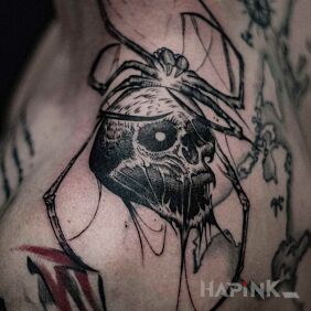 Tattoo Skull and Spider on the fingers motif: animals style: graphic / illustrative