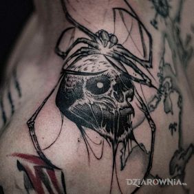 Tatuaż Czaszko-pająk na palcach motyw: zwierzęta styl: graficzne / ilustracyjne