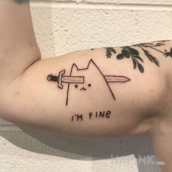 Tattoo Ze mna git in lettering motif and ignorant style on the upper arm