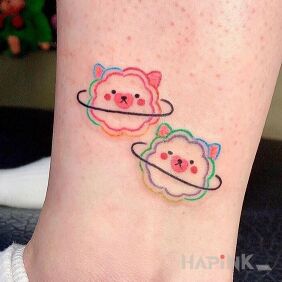 Tattoo Two llamas near the ankle motif: animals style: minimalistic