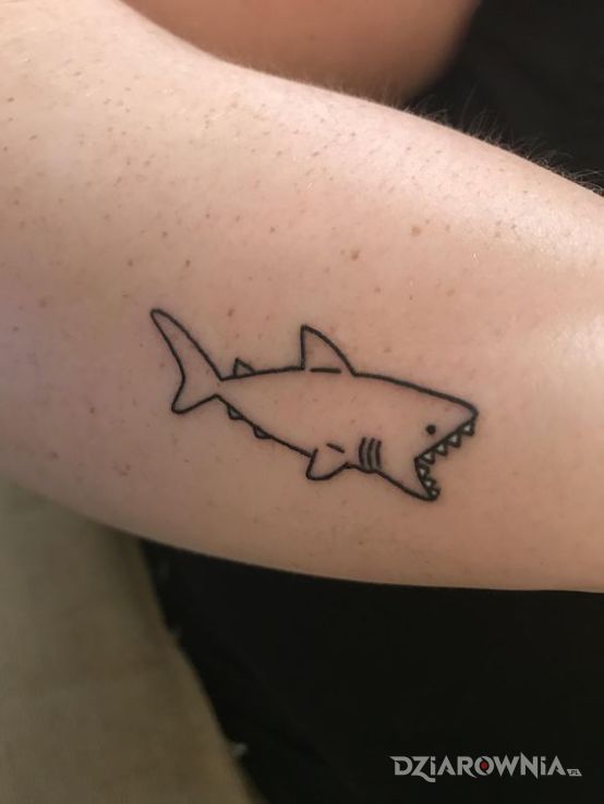 Tatuaż rekin w motywie zwierzęta i stylu minimalistyczne na nodze