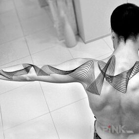 Tattoo Waves from the line on the forearm motif: other style: contour / linework