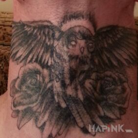 Tattoo Owl on the neck on the neck motif: animals