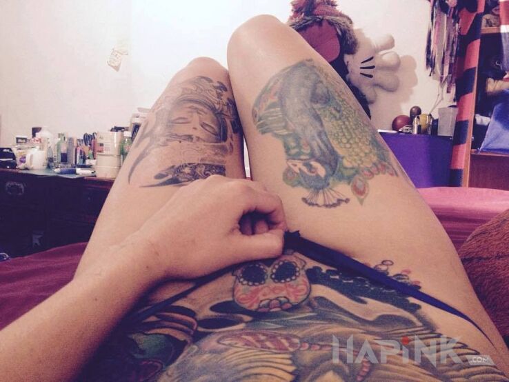 Tattoo Meksykańska czaszka in colorful motif and graphic / illustrative style on the stomach