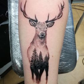 Tattoo Deer on the forearm motif: animals style: realistic