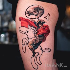 Tattoo Napoleon on the leg motif: animals style: abstract