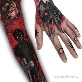 Tatuaż Omen na palcach motyw: zwierzęta styl: graficzne / ilustracyjne