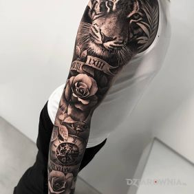 Tatuaż Tygrysia ręka na przedramieniu motyw: 3D styl: realistyczne
