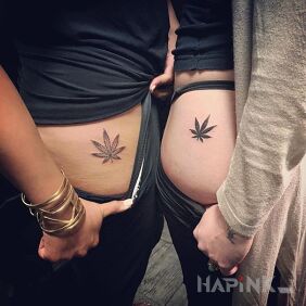Tattoo Ganja on the buttocks motif: other style: graphic / illustrative