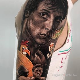Tatuaż Rocky na ramieniu motyw: postacie styl: realistyczne