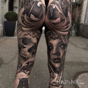 Tattoo Roses on the buttocks on the buttocks motif: legsleeves style: realistic