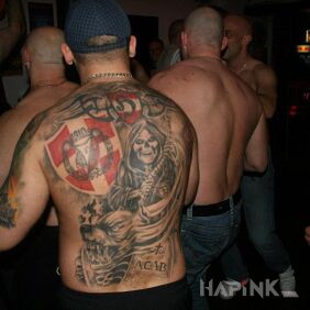 Tattoo People of Honor Widzew on the back motif: religious