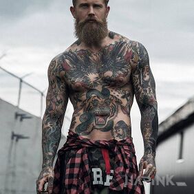 Tattoo Old-school boy on the chest motif: black and gray style: oldschool