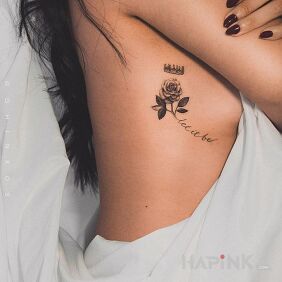 Tattoo Rose in the crown on the ribs motif: objects style: graphic / illustrative