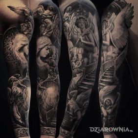 Tatuaż Schody do nieba na ramieniu motyw: 3D styl: realistyczne