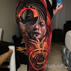 Tattoo The vortex of optical illusion on the buttocks motif: faces style: optical illusion