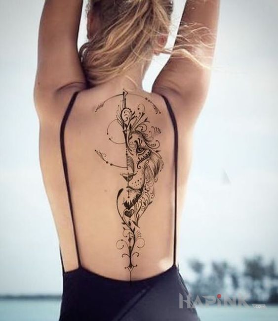 Tattoo Połowa lwa in animals motif and graphic / illustrative style on the back