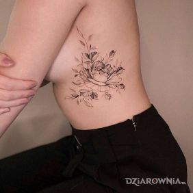 Tatuaż Kwiat na żeberku na żebrach motyw: kwiaty styl: graficzne / ilustracyjne