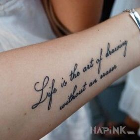 Tattoo What is life on the forearm motif: lettering style: calligraphy