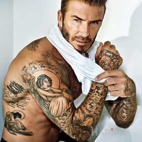 Tattoo Handsome David on the upper arm motif: characters style: graphic / illustrative