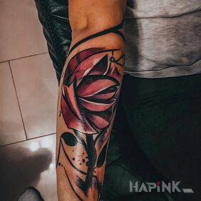 Tattoo Rose on the forearm motif: flowers style: graphic / illustrative